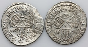 Germany, Württemberg, John Frederick, set of 2 Kreuzers from 1624-1625, (2 pieces)