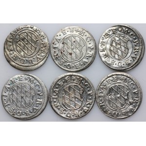 Germany, Bavaria, Maximilian I 1623-1651, set of 2 Kreuzers (6 pieces)