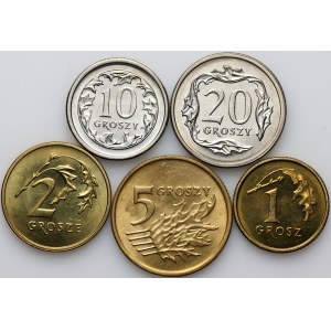 III RP, zestaw monet obiegowych z 2001 roku, (5 sztuk)