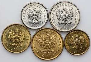 Third Republic, set of 2001 circulation coins, (5 pieces)