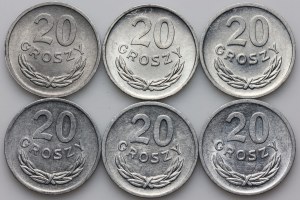 People's Republic of Poland, set of 20 penny coins from 1969-1976