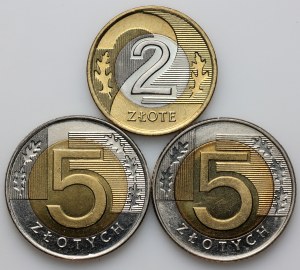 Third Republic, set of circulation coins from 1994-1996, (3 pieces)