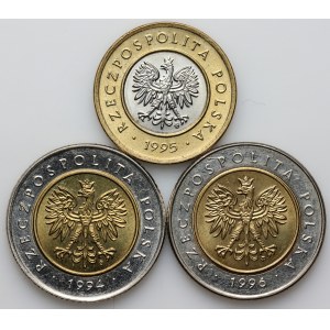 III RP, zestaw monet obiegowych z lat 1994-1996, (3 sztuki)