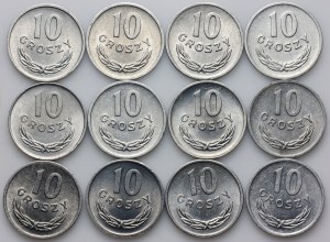 People's Republic of Poland, set of 10 penny coins from 1961-1979, (12 pieces)