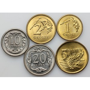 III RP, zestaw monet obiegowych z 2000 roku, (5 sztuk)