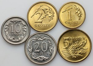 Third Republic, set of circulating coins from 2000, (5 pieces)