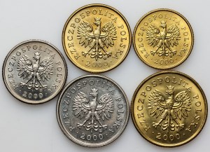 Third Republic, set of circulating coins from 2000, (5 pieces)