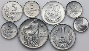 People's Republic of Poland, coin set from 1949-1974, (8 pieces)