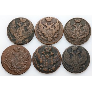 Polska, XIX wiek, zestaw monet 1 grosz z lat 1816-1840, (6 sztuk)