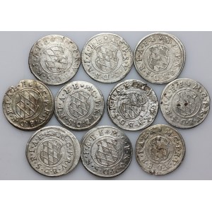 Germany, Bavaria, Maximilian I 1623-1651, set of 2 Kreuzers (10 pieces)