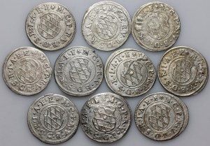 Germany, Bavaria, Maximilian I 1623-1651, set of 2 Kreuzers (10 pieces)