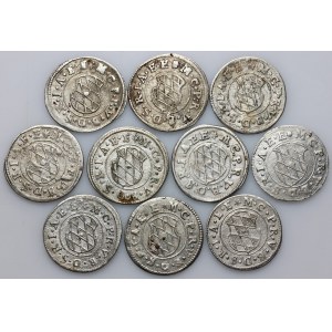 Germany, Bavaria, Maximilian I 1623-1651, set of 2 Kreuzers (10 pieces)