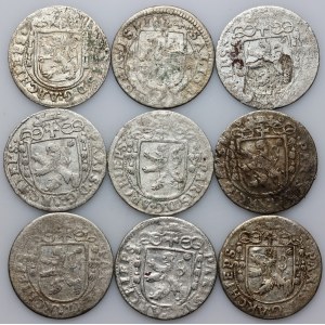 Austria, Salzburg, Paris von Lodron 1619-1653, set of 2 Kreuzers, (9 pieces)