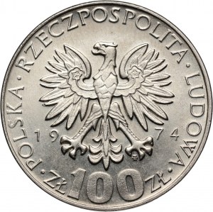 People's Republic of Poland, 100 gold 1974, Maria Skłodowska-Curie, PRÓBA, nickel