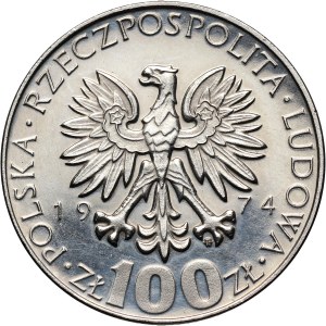 People's Republic of Poland, 100 gold 1974, Maria Skłodowska-Curie, PRÓBA, nickel
