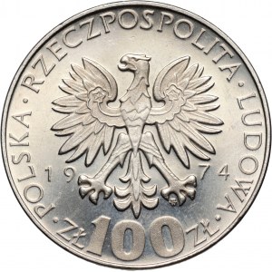 PRL, 100 złotych 1974, Maria Skłodowska-Curie, PRÓBA, nikiel, głowa w prawo