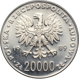 PRL, 20000 złotych 1989, XIV Mistrzostwa Świata w Piłce Nożnej - Włochy 1990, PRÓBA, nikiel