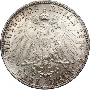 Germany, Bavaria, Ludwig III, 3 Mark 1914 D, Munich