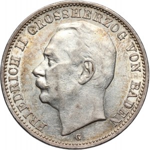 Germany, Baden, Friedrich II, 3 Mark 1914 G, Karlsruhe
