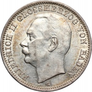 Germany, Baden, Friedrich II, 3 Mark 1914 G, Karlsruhe