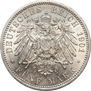 Germany, Prussia, Wilhelm II, 5 Mark 1901, 200th anniversary of the Kingdom of Prussia