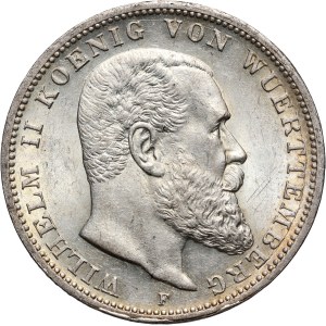Germany, Wurttemberg, Wilhelm II, 3 Mark 1914 F, Stuttgart