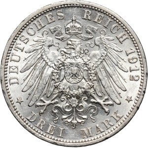 Germany, Prussia, Wilhelm II, 3 Mark 1912 A, Berlin