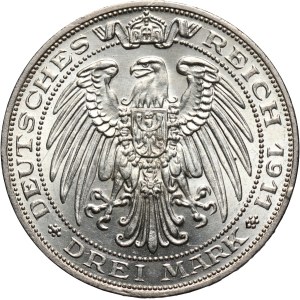 Germany, Prussia, Wilhelm II, 3 Mark 1911 A, 100 years University of Wroclaw