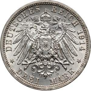 Germany, Prussia, Wilhelm II, 3 Mark 1914 A, Berlin, Uniform