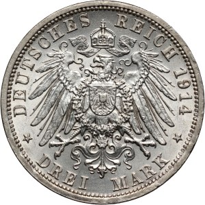 Germany, Prussia, Wilhelm II, 3 Mark 1914 A, Berlin, Uniform