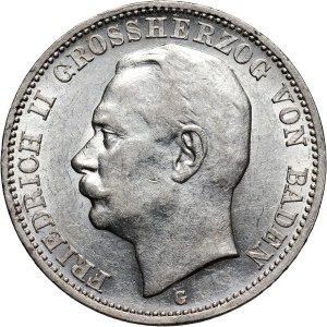 Germany, Baden, Friedrich II, 3 Mark 1914 G, Karlsruhe