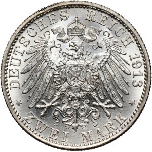 Germany, Prussia, Wilhelm II, 2 Mark 1913 A, Berlin, 25th Anniversary of the Reign Wilhelm II