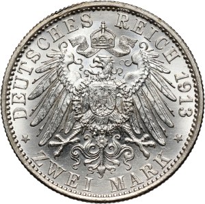 Germany, Prussia, Wilhelm II, 2 Mark 1913 A, Berlin, 25th Anniversary of the Reign Wilhelm II