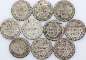 Poland, 19th century, set of 5 penny coins, (10 pieces)