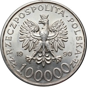 Troisième République, 100000 zloty 1990, Solidarité, Type A