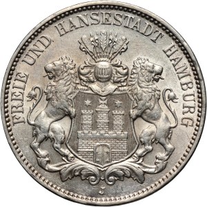 Germany, Hamburg, 3 Mark 1914 J