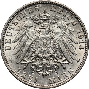 Germany, Hamburg, 3 Mark 1914 J