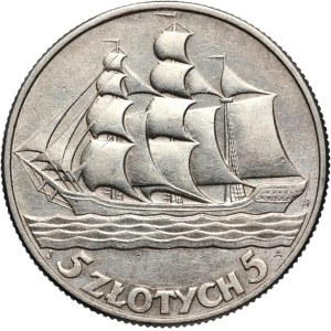 II RP, 5 złotych 1936, Warszawa, Żaglowiec