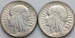 II RP, set of 10 gold coins 1932-1933, Head of a Woman, (2 pieces)