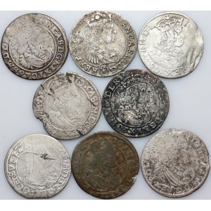 John II Casimir, set of sixpences, (8 pieces)
