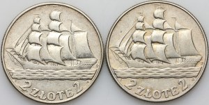 II RP, 2 zloty 1936 coin set, Sailing ship, (2 pieces)
