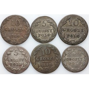 Polska, XIX wiek, zestaw monet z lat 1819-1840, (6 sztuk)