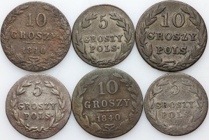 Poland, 19th century, set of coins from 1819-1840, (6 pieces)