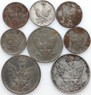 Kingdom of Poland, set of coins from 1917-1918, (8 pieces)