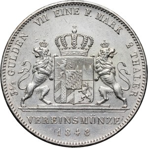Germany, Bavaria, Ludwig I, 2 Thalers (3 1/2 Gulden) 1848, Munich