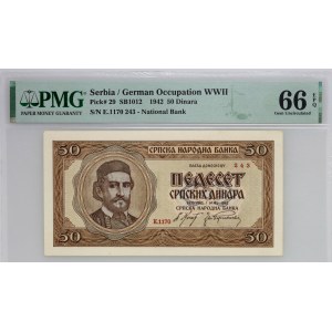 Serbia, German Occupation, 50 dinara 1942, PMG 66