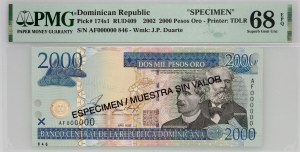 Dominican Republic, 2000 pesos 2002, specimen