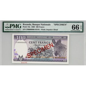 Rwanda, 100 francs 1989, specimen