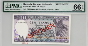 Rwanda, 100 francs 1989, specimen