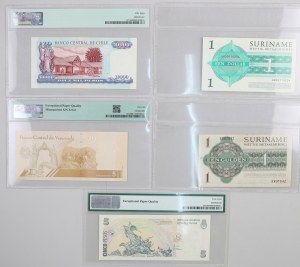 South America, lot of banknotes, (5 pieces)